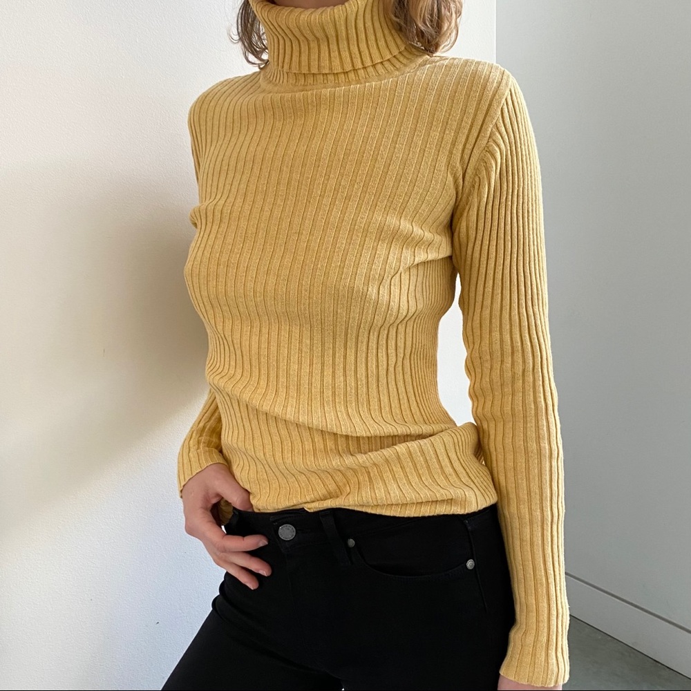 Yellow Vintage Ribbed Cowl Neck - Size M (EUC)